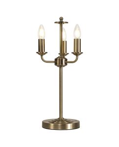 Banyan 3 Light Switched Table Lamp Without Shade, E14 Antique Brass