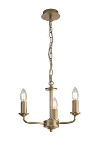 Banyan 35cm 3 Light Multi Arm Pendant Without Shade, c/w 1.5m Chain, E14 Champagne Gold