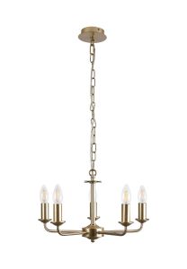 Banyan 5 Light Multi Arm Pendant Without Shade, c/w 1.5m Chain, E14 Champagne Gold