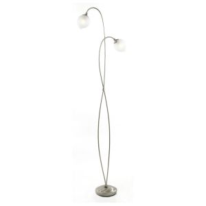 Diyas IL10184 BASTIA 2 LIGHT FLOOR STAND SATIN CHROME WITH IN-LINE DIMMER