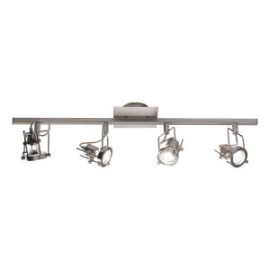 Bauhaus 4 Light GU10 Satin Chrome Adjustable Spotlight Bar Light