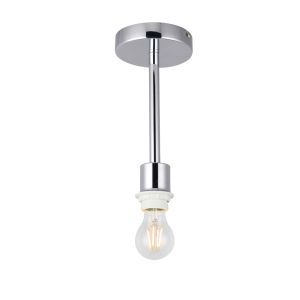 Baymont Polished Chrome 1 Light E27 Universal Semi Flush Fixture, Suitable For A Vast Selection Of Shades