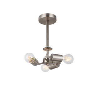 Baymont 25cm Satin Nickel 3 Light E27 Universal Semi Flush Fixture, Suitable For A Vast Selection Of Shades