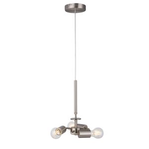 Baymont Satin Nickel 3m 3 Light E27 Universal Single Pendant, Suitable For A Vast Selection Of Shades
