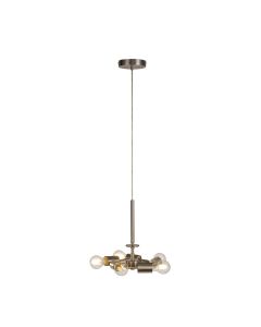 Baymont Satin Nickel 3m 5 Light E27 Universal Single Pendant, Suitable For A Vast Selection Of Shades