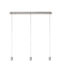 Baymont Satin Nickel 3 Light E27 Universal  Linear Pendant, Suitable For A Vast Selection Of Shades 2m