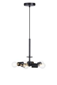 Baymont 28cm Satin Black 5 Light E27 Universal Single Pendant, Suitable For A Vast Selection Of Shades