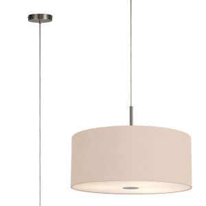 Baymont Satin Nickel  5 Light E27 Single Pendant With 60cm x 22cm Dual Faux Silk Shade, Antique Gold/Ruby & Frosted/PC Acrylic Diffuser