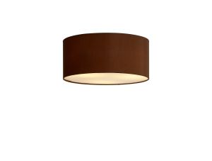Baymont White 3 Light E27 Universal Flush Ceiling Fixture With 40cm x 18cm Dual Faux Silk Shade Raw Cocoa/Grecian Bronze & Frosted Acrylic Diffuser