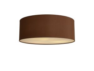 Baymont White 3 Light E27 Universal Flush Ceiling Fixture With 60cm x 22cm Dual Faux Silk Shade Raw Cocoa/Grecian Bronze & Frosted Acrylic Diffuser