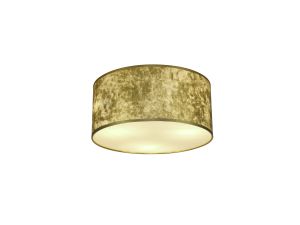 Baymont White 3 Light E27 Universal Flush Ceiling Fixture With 40cm x 18cm Gold Leaf With White Lining Shade & Frosted Acrylic Diffuser