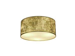 Baymont White 5 Light E27 Universal Flush Ceiling Fixture With 50cm x 20cm Gold Leaf With White Lining Shade & Frosted Acrylic Diffuser
