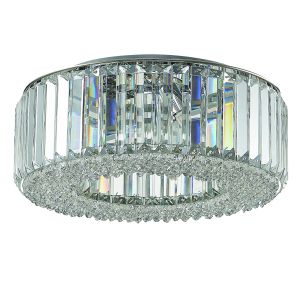 Campiello 5 Light G9 Flush Crystal Ceiling Light In Polished Chrome