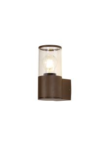 Bizet Wall Lamp 1 x E27, IP54, Matt Brown/Clear, 2yrs Warranty