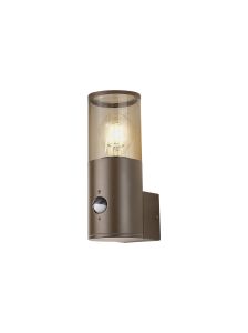 Bizet Wall Lamp With PIR Sensor 1 x E27, IP54, Matt Brown/Smoked, 2yrs Warranty