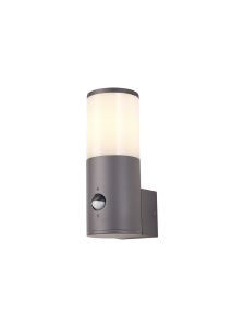 Bizet Wall Lamp With PIR Sensor 1 x E27, IP54, Anthracite/Opal, 2yrs Warranty
