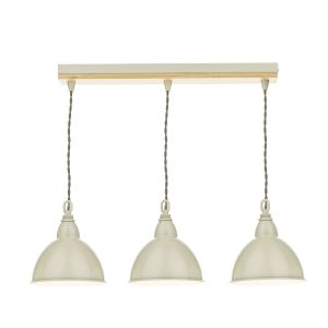 Blyton 3 Light E14 Ccrain Adjustable Linear Bar Pendant With Lightwood Ceiling Plate C/W Metal Retro-Styled Ccrain Shades