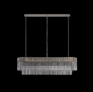 Brewer 150 x 40cm Pendant Rectangle 7 Light E14, Polished Nickel/Clear Sculpted Glass, Item Weight: 28kg