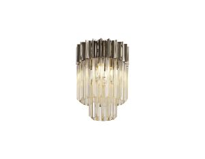 Brewer 30cm Ceiling Round 3 Light E14, Polished Nickel / Cognac Sculpted Glass