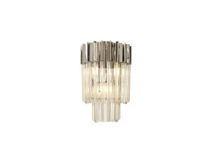 Brewer 27.5 x H41cm Wall 3 Light E14, Polished Nickel / Cognac Sculpted Glass