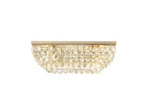 Coniston Linear Flush Ceiling, 5 Light E14, French Gold/Crystal