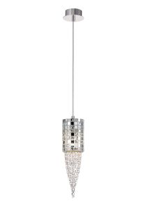 Camden Single Pendant 1 Light G9 Polished Chrome/Mosaic Glass/Crystal