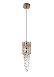 Camden 10cm Single Pendant 1 Light G9 Rose Gold/Mosaic Glass/Crystal