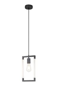 Canto Single Rectangle Pendant 1 Light E27 Graphite/Acrylic