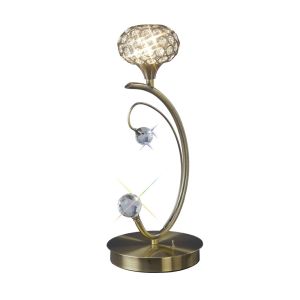 Cara Table Lamp 1 Light G9 Antique Brass/Crystal