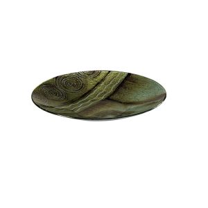 (DH) Carina Glass Art Platter Round Green/Brown