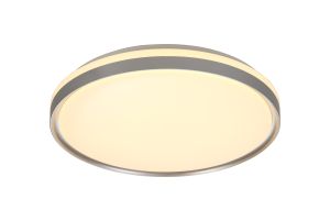 Castillo Ceiling 48cm, 1 x 36W LED 3 Step-Dimmable, 3000K, 1575lm, IP44, Silver/White Acrylic, 3yrs Warranty