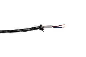 Cavo 1m Black & White Spot Braided 2 Core 0.75mm Cable VDE Approved (qty ordered will be supplied as one continuous length)