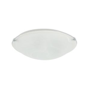 Clester 3 Light E27 Flush Ceiling 400mm Round, Polished Chrome With Frosted Alabaster Glass