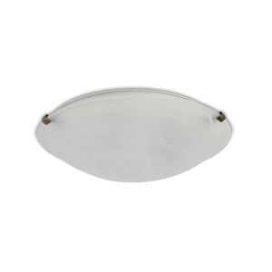 Clester 3 Light E27 Flush Ceiling 400mm Round, Black/Gold With Frosted Alabaster Glass