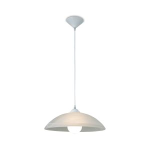 Chester 40cm 1 Light E27 Pendant, Frosted Alabaster Glass With White Suspension Kit