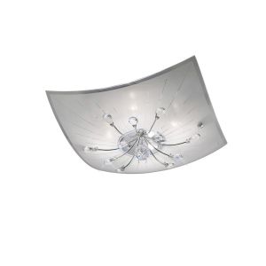 Chloe Square Flush Ceiling 4 Light E14 Polished Chrome/Glass/Crystal