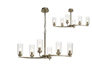 Cindy Rectangular Pendant/Semi Flush, 6 x E14, Antique Brass