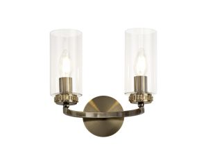 Cindy Wall Lamp Switched, 2 x E14, Antique Brass