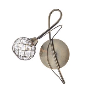 Chatsworthh Single Wall Light Antique Brass/Clear Glass Finish Switched