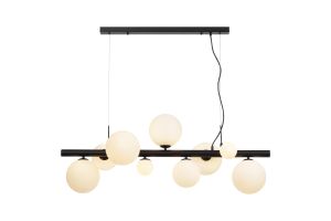 Cisko Linear Pendant, 9 x G9, Satin Black, Opal Glass