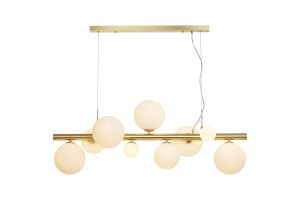 Cisko Linear Pendant, 9 x G9, Satin Gold, Opal Glass