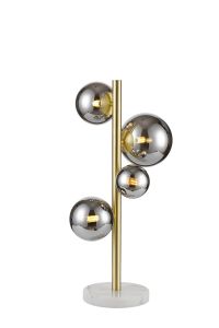 Cisko Table Lamp, 4 x G9, Satin Gold, Chrome Plated Glass