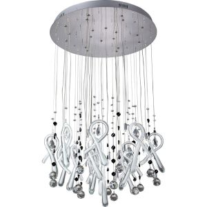 Class Pendant Round 20 Light G4 Polished Chrome/White Glass/Crystal, NOT LED/CFL Compatible