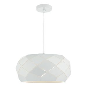 Coby 1 Light E27 White Adjustable Pendant With Faceted Metal