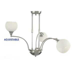 Coda Telescopic Fitting 3 Light B15 Satin Nickel/Opal Glass