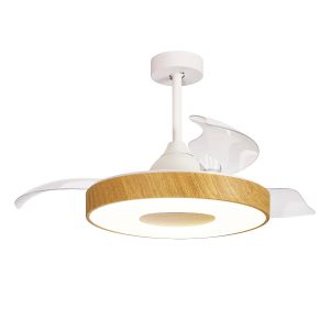 Coin Air 60W LED Dimmable Ceiling Light With Built-In 30W DC Reversible Fan, Remote & APP Control, Wood, 3300lm, 5yrs Warranty