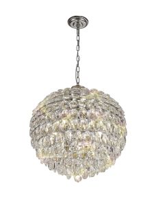 Coniston Pendant, 9 Light E14, Polished Chrome/Crystal Item Weight: 20kg