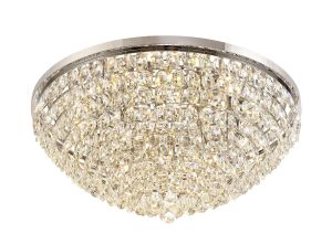 Coniston Flush Ceiling, 15 Light E14, Polished Chrome/Crystal Item Weight: 35.4kg