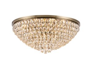 Brisa Flush Ceiling, 15 Light E14, Antique Brass/Crystal Item Weight: 35.4kg