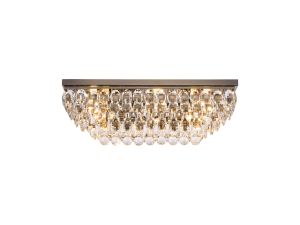 Coniston Linear Flush Ceiling, 5 Light E14, Antique Brass/Crystal